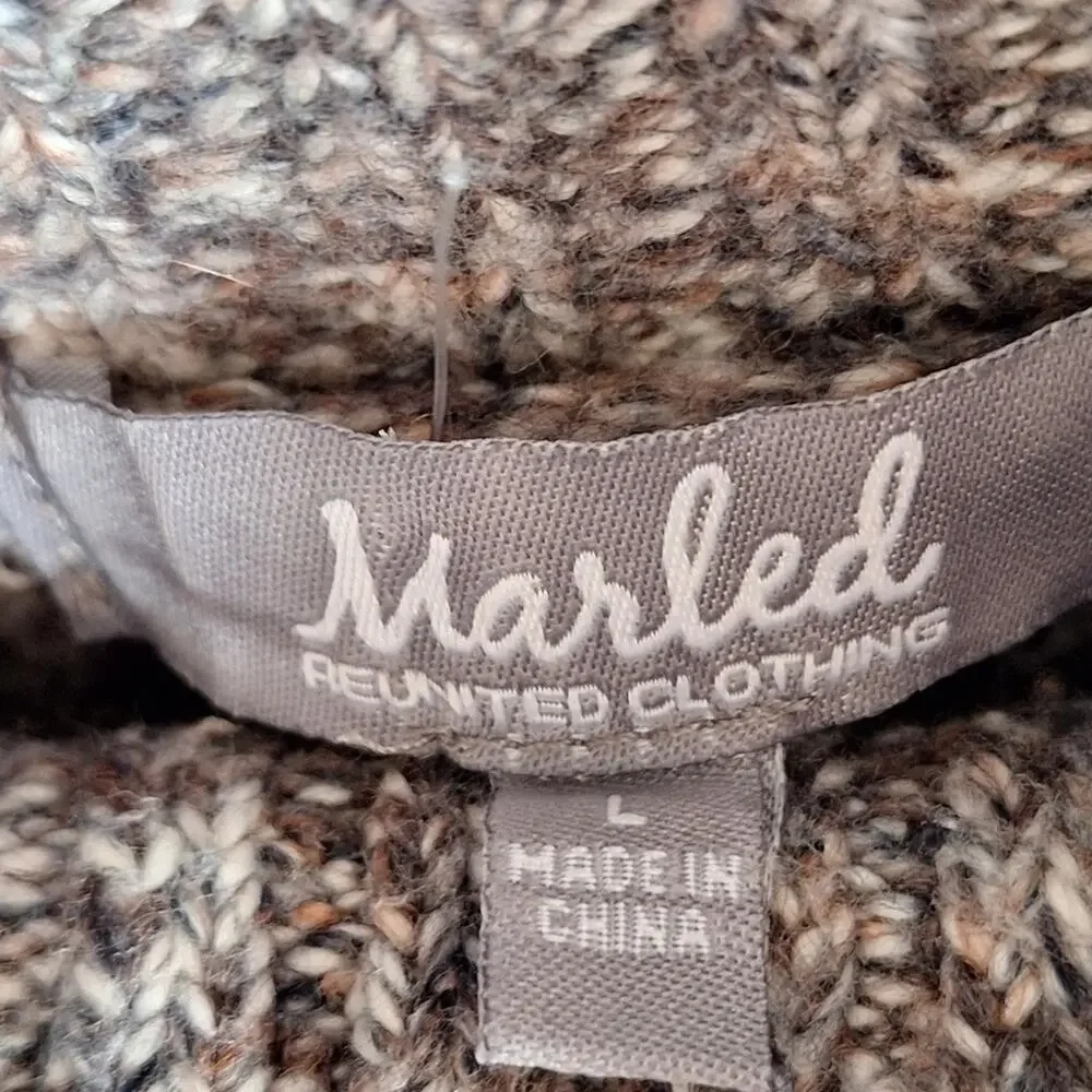 Classic Mocha Brown Cozy Knit Sweater SzL High Neck Long Sleeves SOFT Knit
